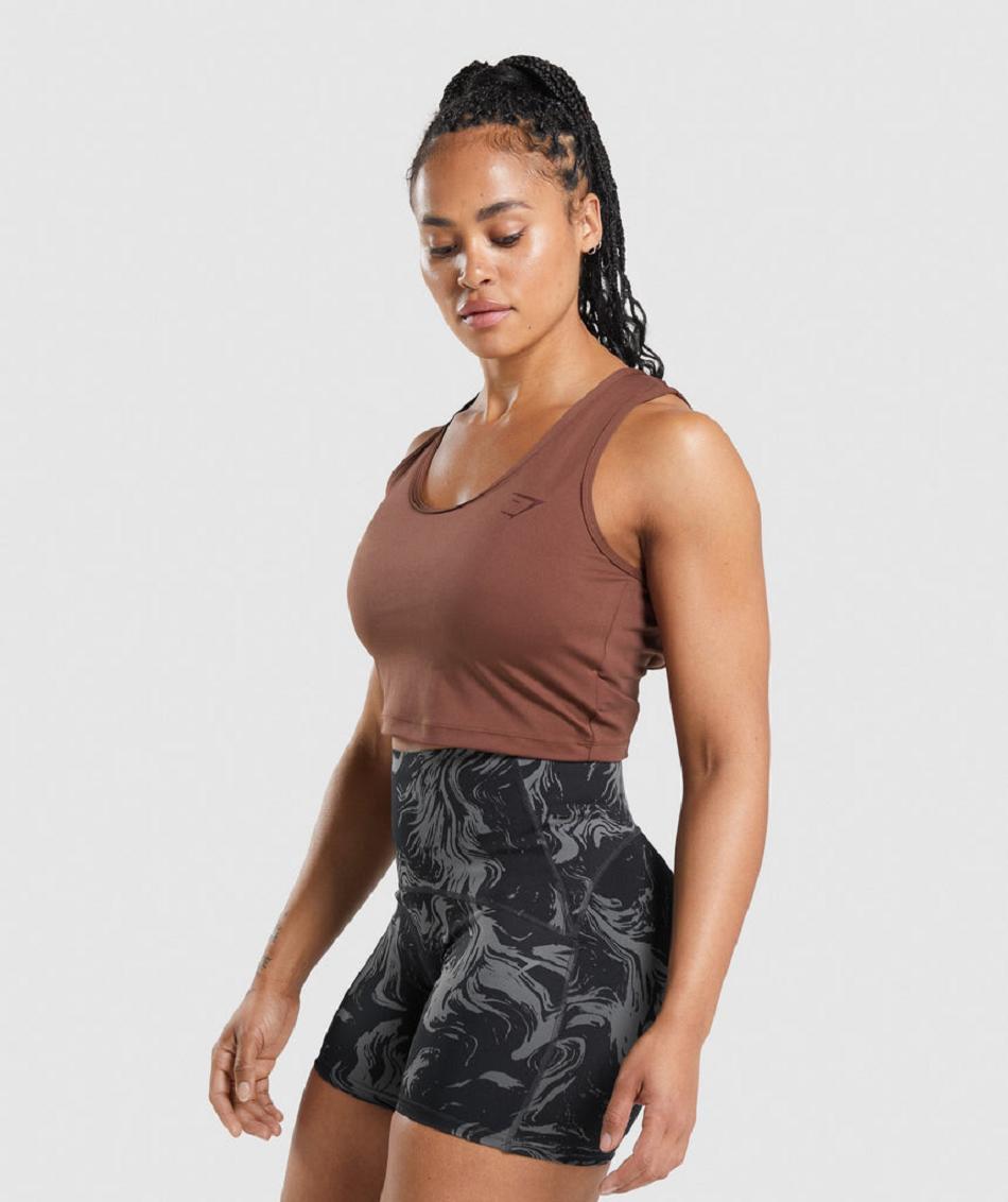 Gymshark Gs Power Open Back Cropped Ženske Majica Bez Rukava Roze Smeđe | HR 3186UZG